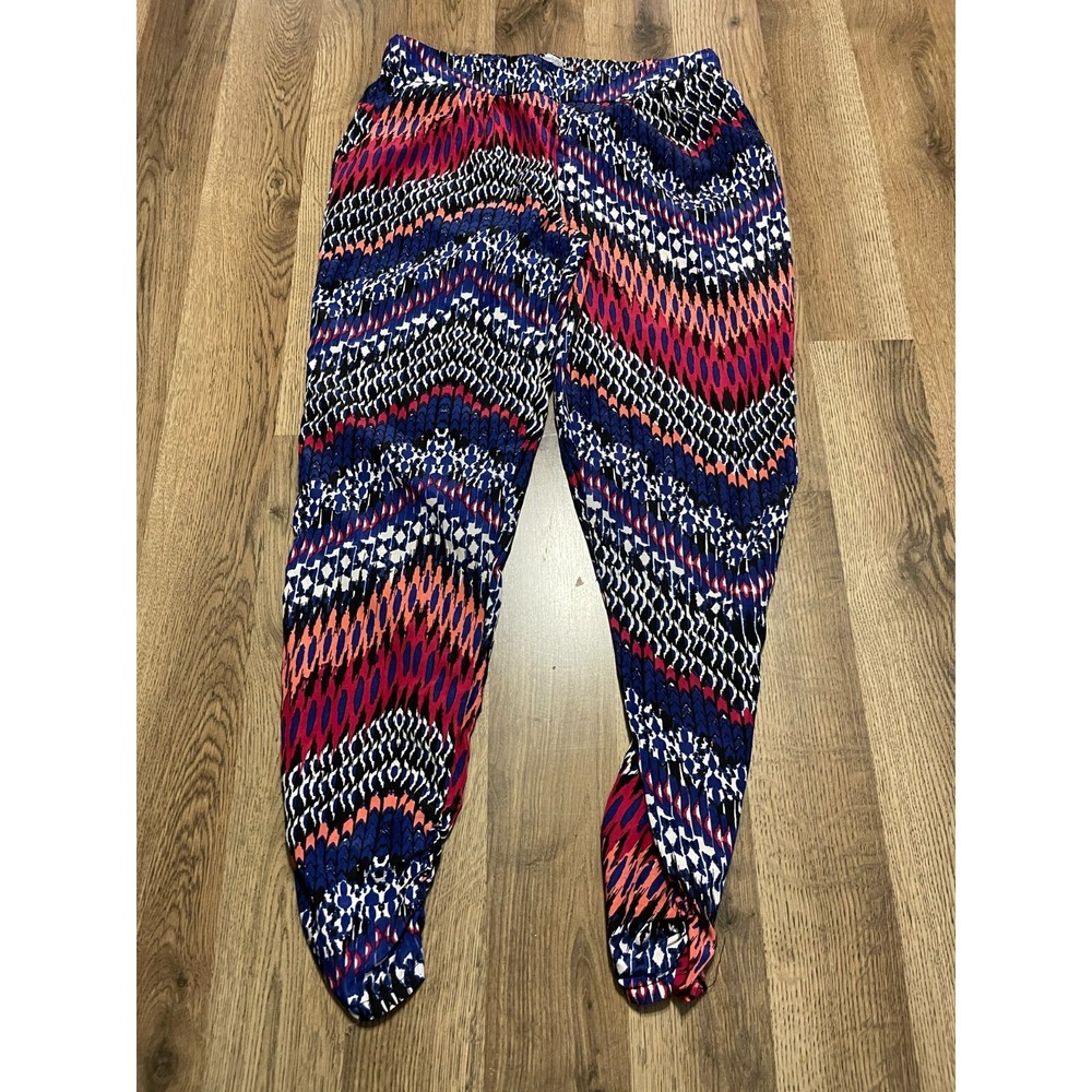 Charlotte Russe Pants, Women's Size Medium, Blue White Red, Geo Print, Pull On